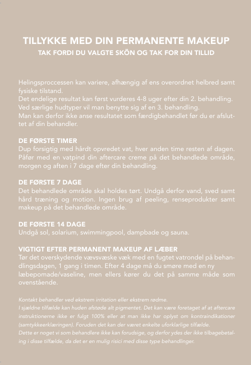 SKÖN aftercare – vejledning efter permanent makeup